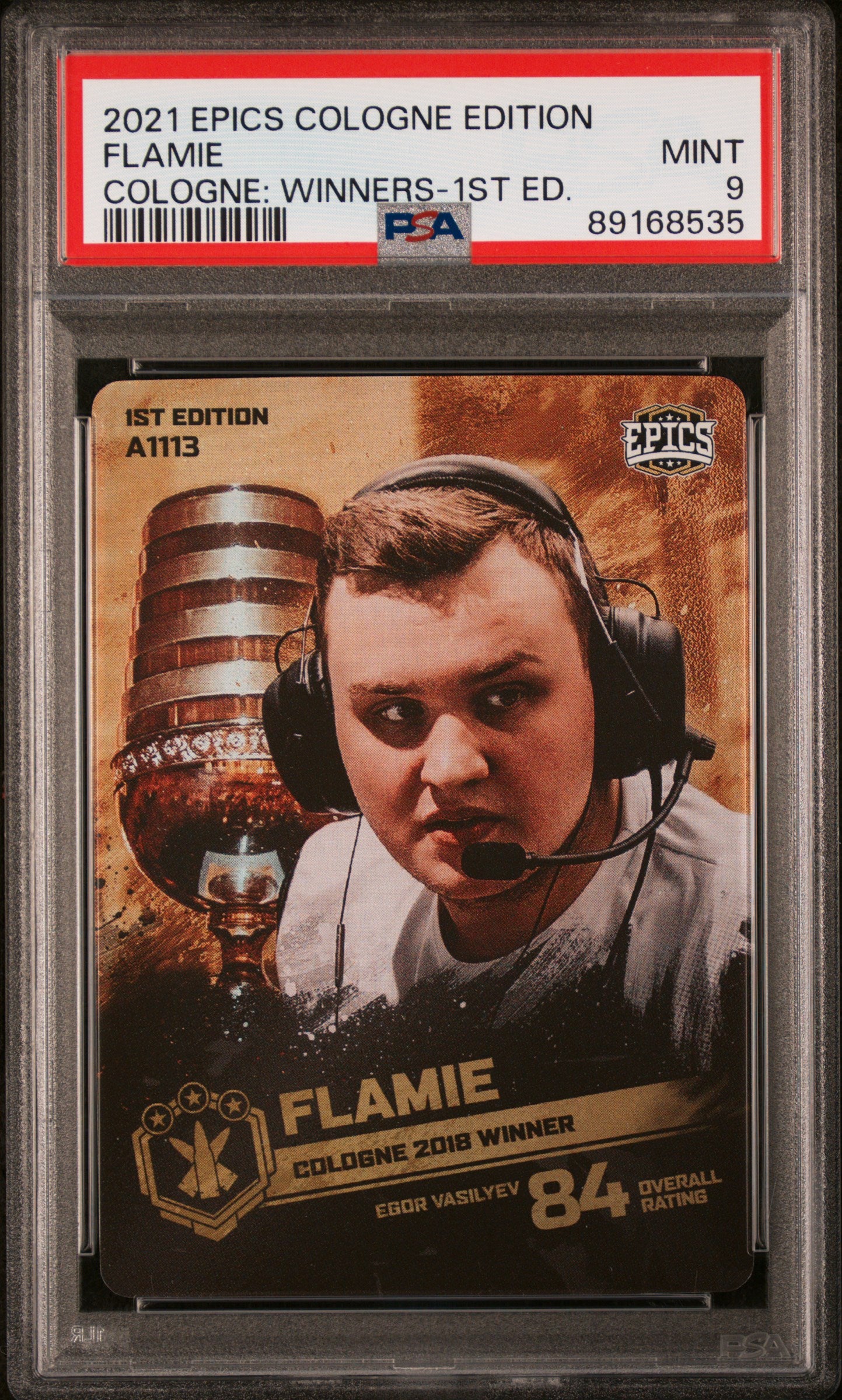 PSA 9 Graded Flamie #A1113 Winners 1st Edition 2021 Epics Cologne Trading Card - Perfect for Collectors, Gaming Tournaments & Investment