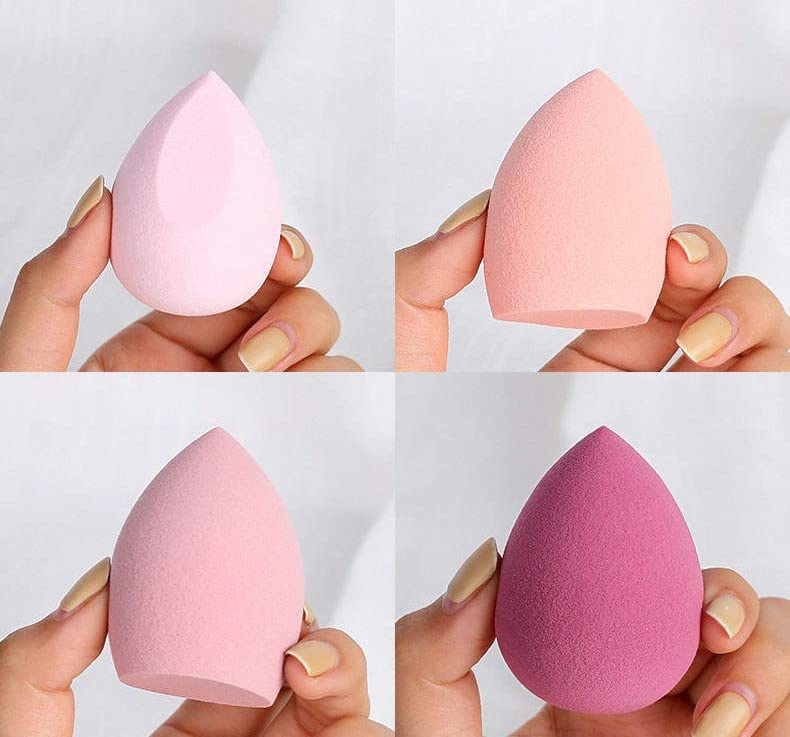 **Glo’Me 4 Pack Makeup Sponge Blender Set – Latex-Free Beauty Sponges for Liquid Foundation, Powder & Sunscreen – Includes 1 Sponge Holder Case (Pink) – Perfect for Flawless Makeup Application at Home or On-the-Go**