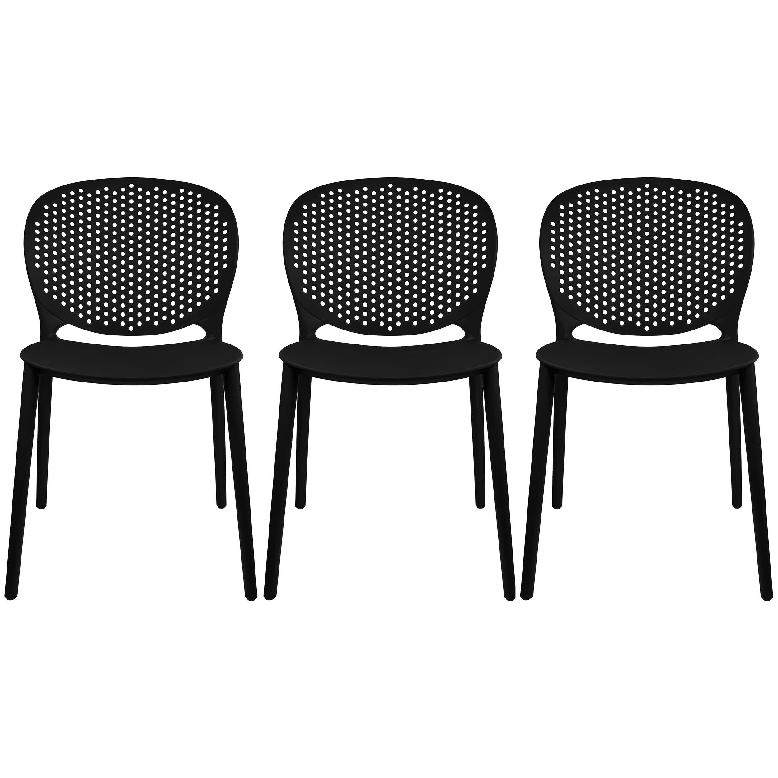 2-Pack Modern Stackable Patio Chairs Set of 3 - Black Outdoor Dining Side Chairs for Pool, Restaurant, Kitchen, Living Room - Perfect for Indoor & Outdoor Entertaining, Relaxing & Dining