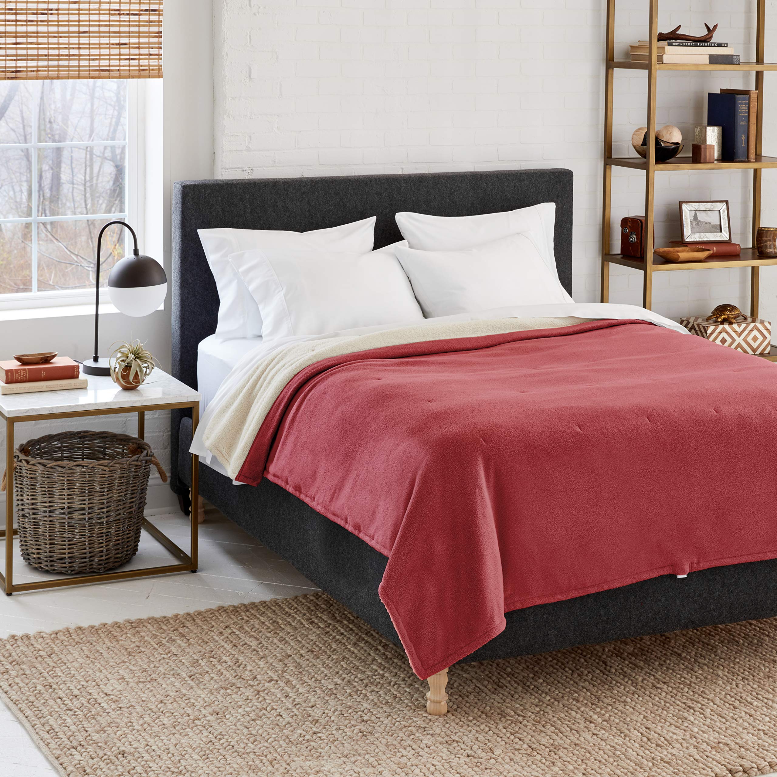 Eddie Bauer Twin Heated Electric Blanket - Soft Fleece & Sherpa Reversible, Low-Voltage Warming Technology for Cozy Winter Nights (Redwood, Twin Size) | Perfect for Beds, Couches & Cold Weather Comfort