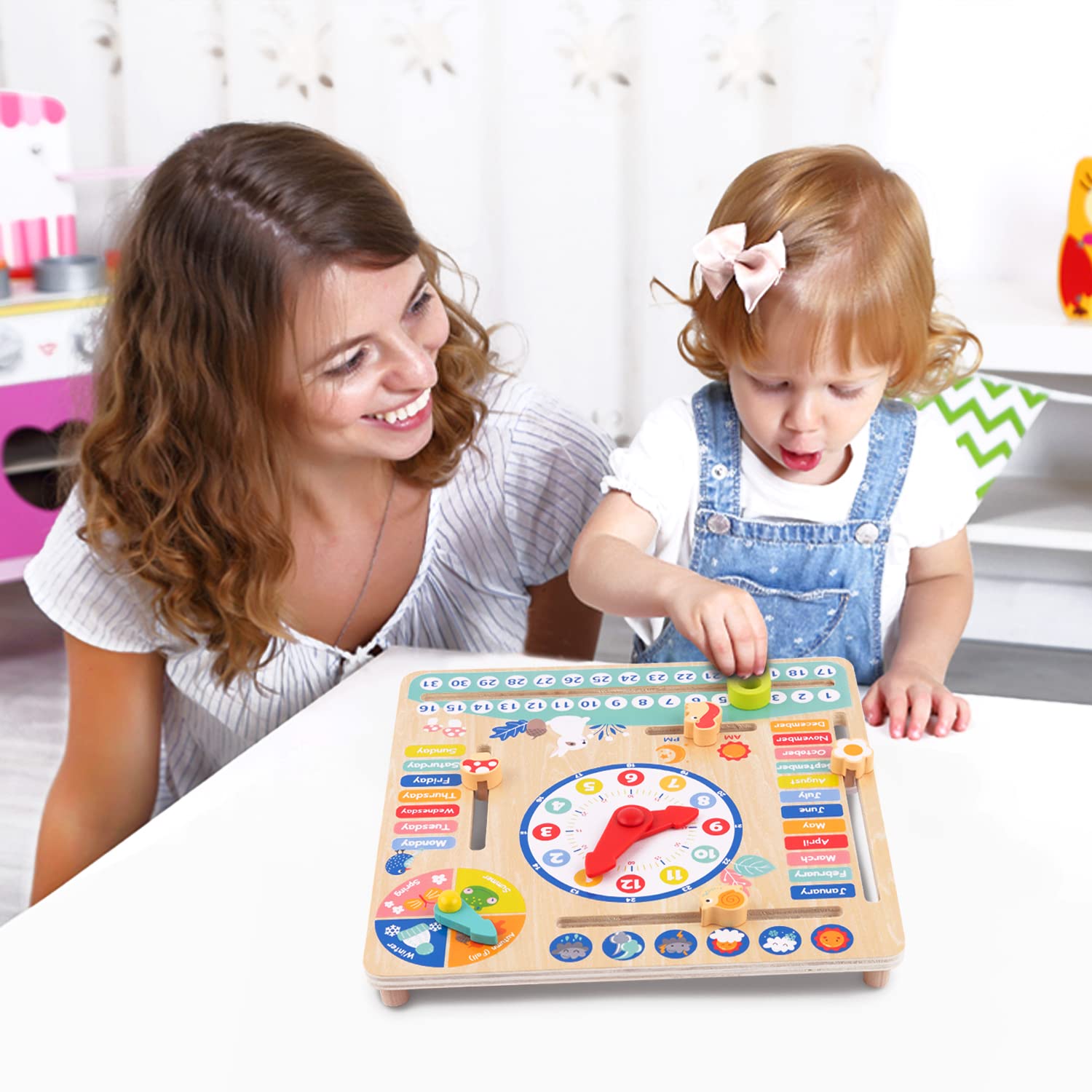 TOOKYLAND Montessori Wooden Learning Toys - Kids Daily Calendar & Clock for Toddlers Ages 3+ | Educational Gifts for Preschoolers | Perfect for Homeschooling & Early Childhood Development
