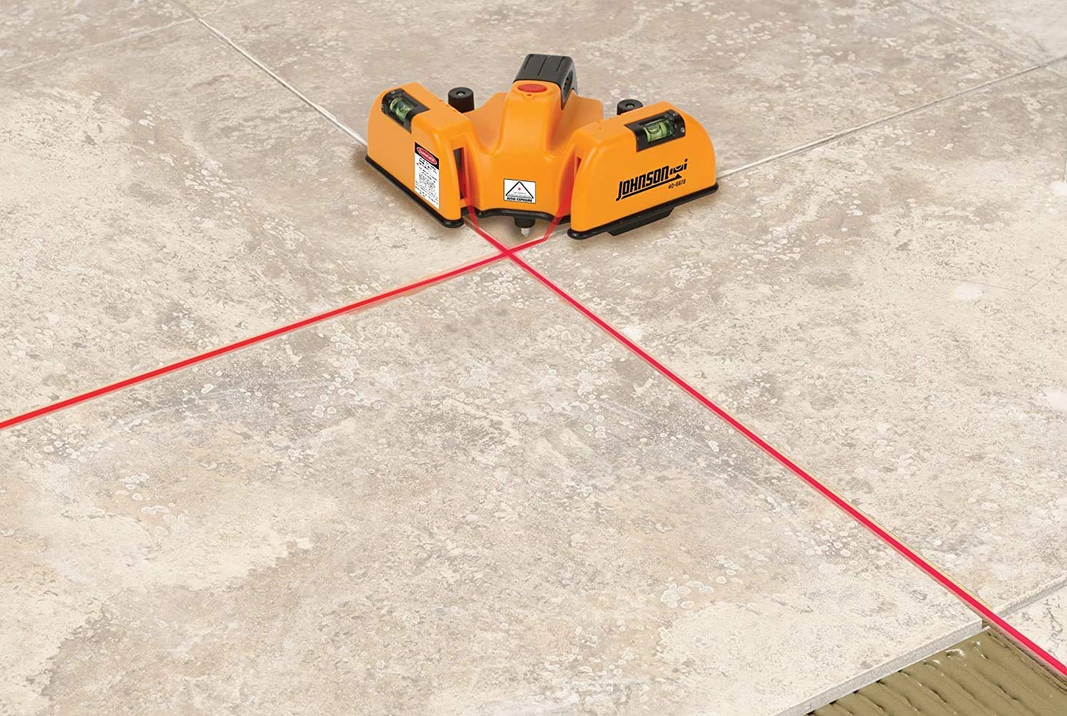 Johnson Level & Tool 40-6618 Heavy Duty Flooring Laser Level - 6.5 Inch Red Laser Line for Precise Flooring Installation | Perfect for Tile, Laminate & Hardwood Flooring Projects