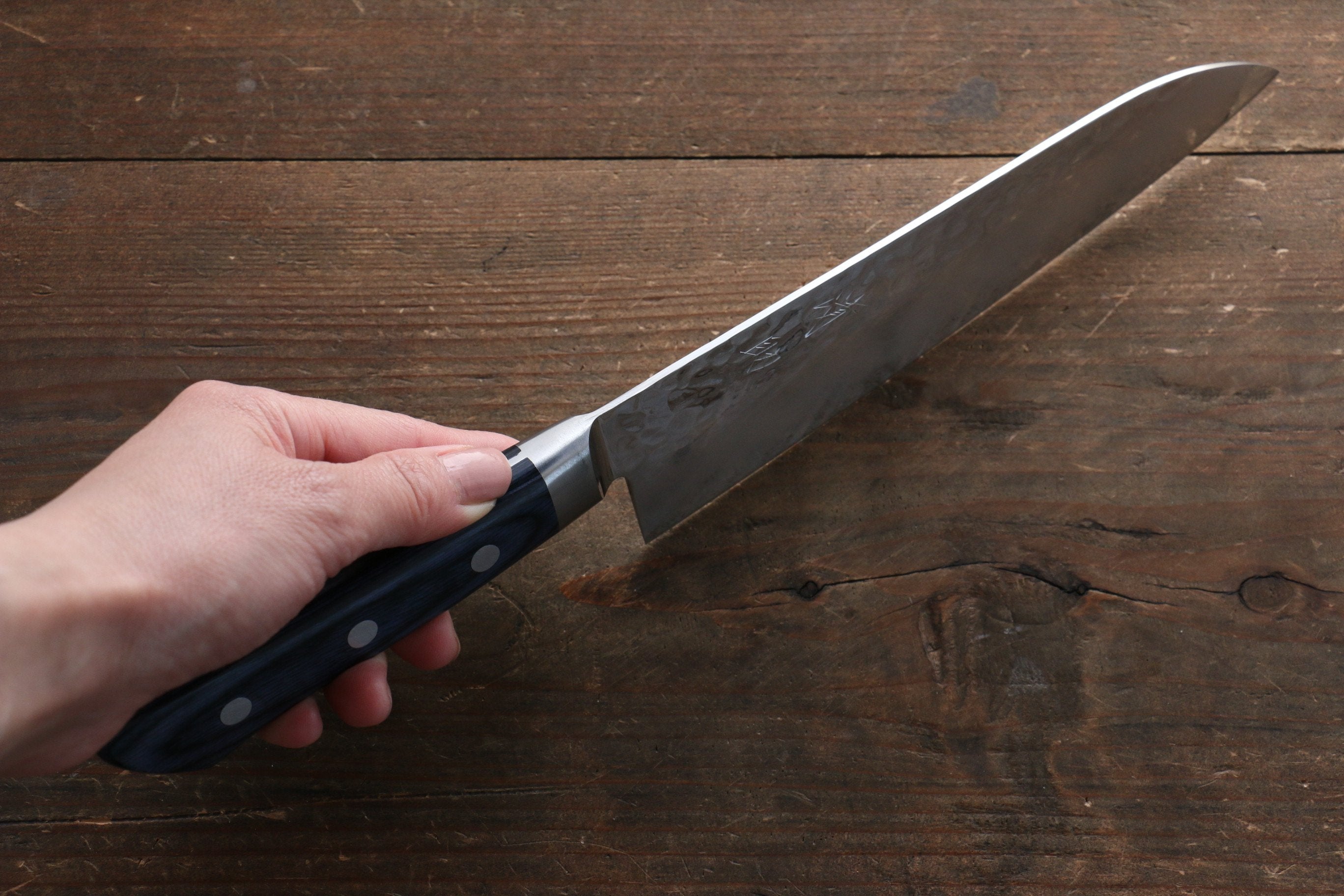 Premium Seisuke Seiun VG10 33-Layer Damascus Santoku Knife 180mm - Blue Pakkawood Handle with Protective Sheath - Perfect for Sushi, Vegetables & Precision Kitchen Tasks