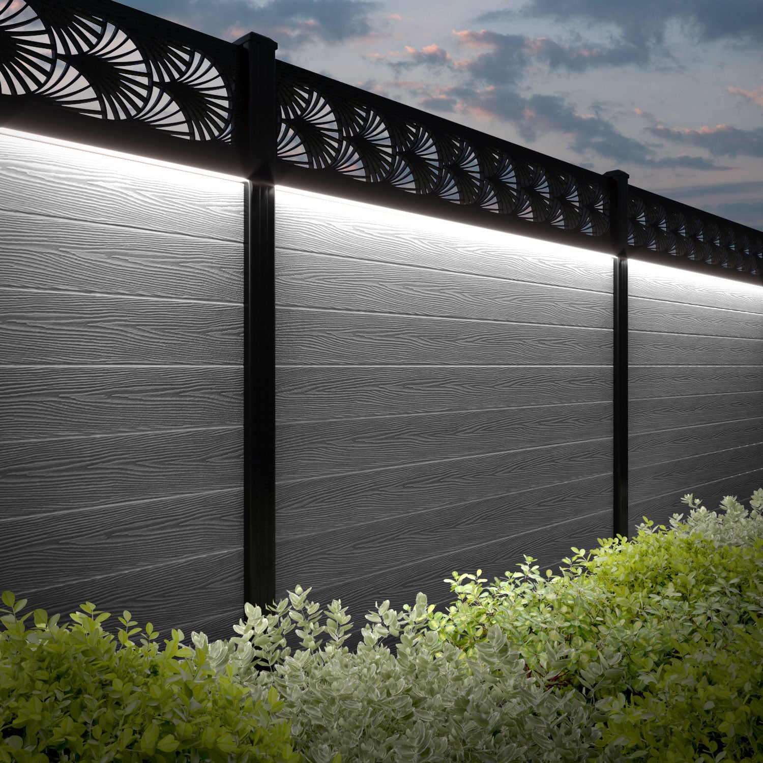 Classic Laurel Fence Panel - Light Grey Aluminum Privacy Fence with Durable Posts | Outdoor Garden, Backyard, and Patio Fencing Solution