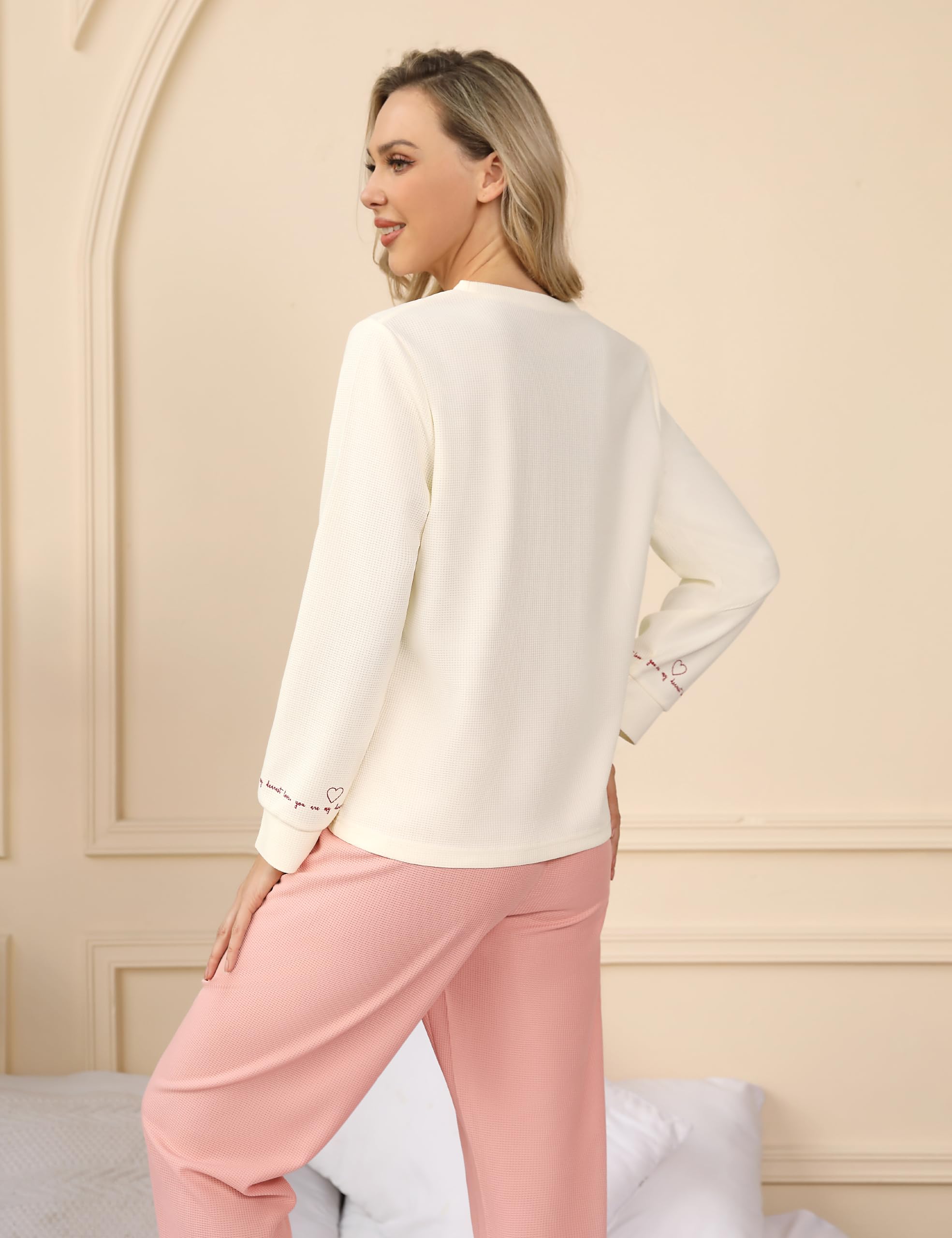 Women's Petite Pajama Sets - Soft Waffle Knit Sleepwear & Lounge Pjs for Women - Perfect for Cozy Nights, Relaxing at Home, and Gift Giving