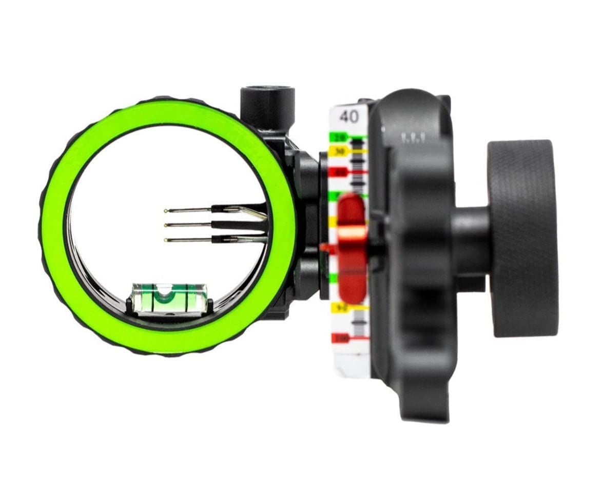 **Redline RL-2 Three Pin Slider Bow Sight - .019 Fiber Upper Pins & .010 Lower Pin with 2nd & 3rd Axis Adjustments - Enclosed Fiber Optic Ring - Black (Right Handed) - Perfect for Archery Hunting, Target Practice & Bowfishing**