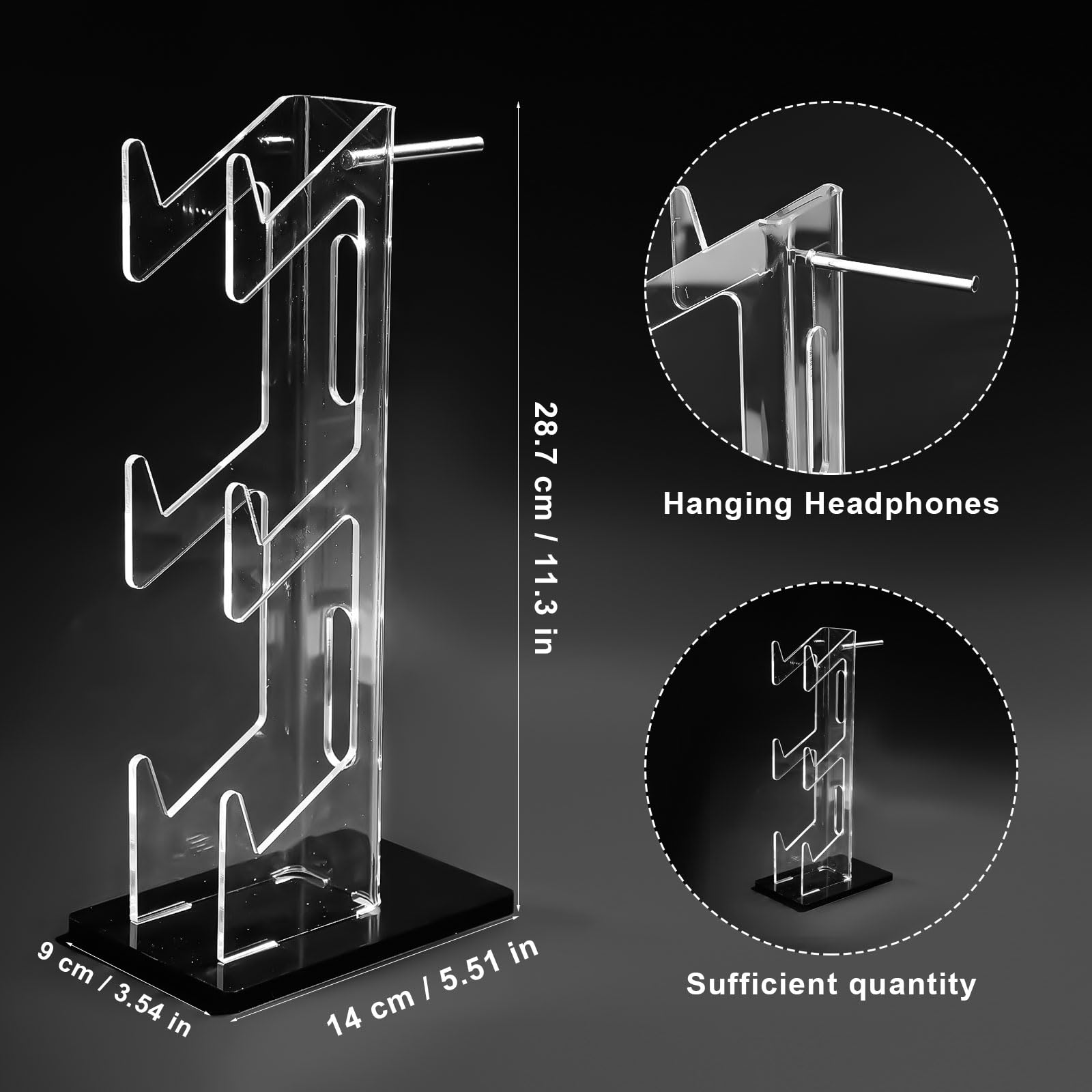 2 Pack Acrylic Headphone Stand with 3-Tier Gaming Controller Holder - Universal Headset Stand for Xbox ONE, PS5, PS4, Switch - Perfect Gaming Gear Organizer for Desk Accessories - Ideal for Gamers & Streamers