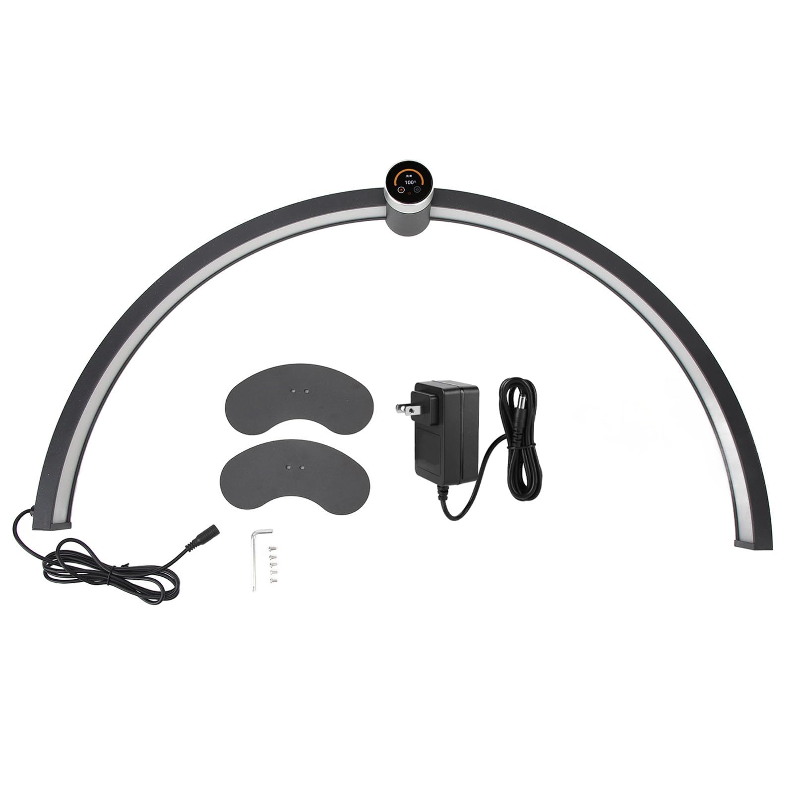 Adjustable Brightness & Color Temperature Half Moon Desk Lamp - Black Salon Eyelash Light for Makeup, Reading & Home Office Workspace