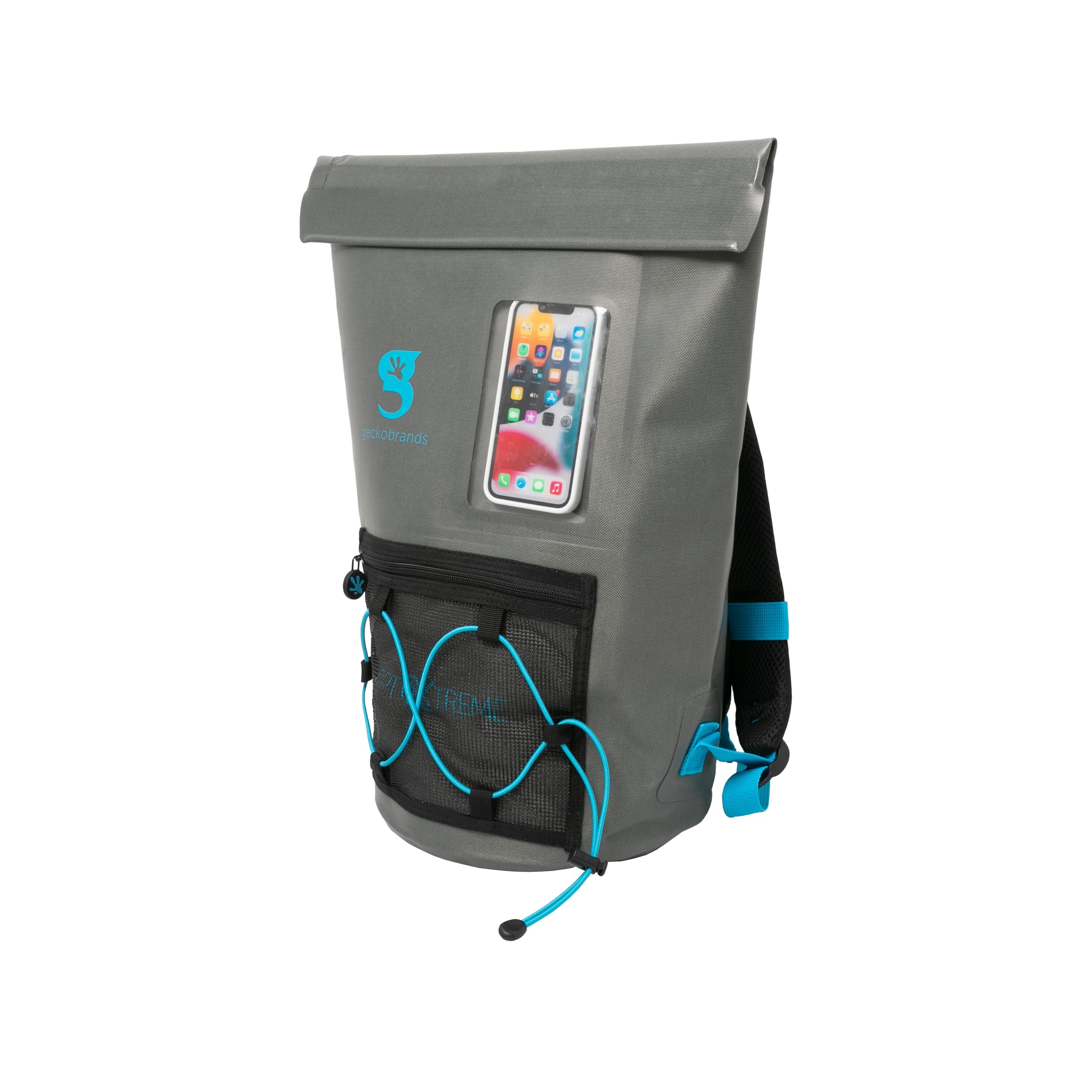 Geckobrands Optixtreme Hydroner 20L Waterproof Dry Bag Backpack - Lightweight Travel Hiking Backpack | Waterproof Dry Sack for Camping, Kayaking, Beach | Roll Top Backpack with Clear Phone Pouch for Outdoor Adventures