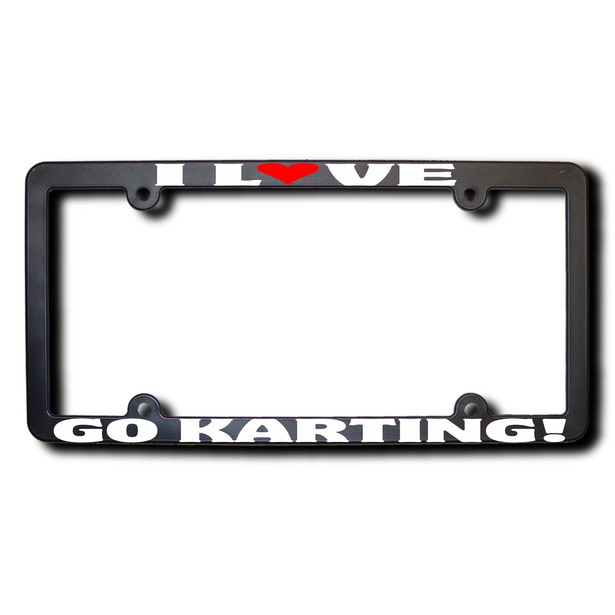 Custom 'I Love Go Karting' License Plate Frame - Durable Metal Car Accessory for Racing Enthusiasts | Perfect for Karting Events, Gifts & Car Decor