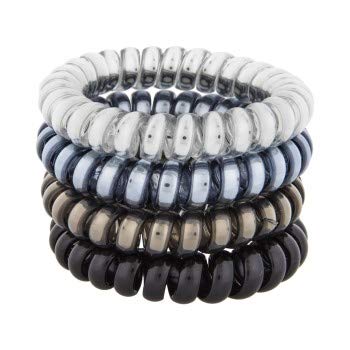 CHIROGRAPHY Women's Plastic Telephone Wire Hair Ties - No Crease Elastic Hair Bands for All Hair Types (4 Pack, Multicolor) - Durable & Comfortable for Workout, Office, and Everyday Use
