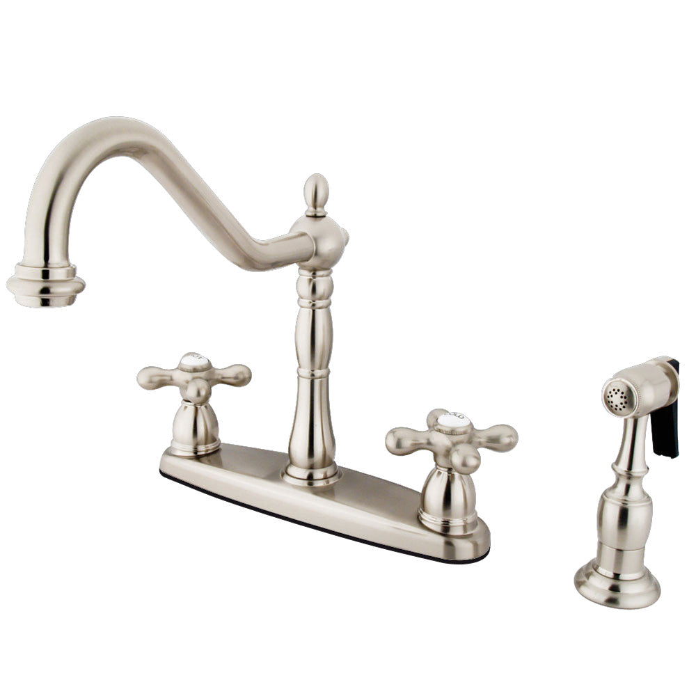 Kingston Brass KB1751AXBS Heritage Centerset Kitchen Faucet - Single Handle Pull-Down Sprayer, Oil Rubbed Bronze Finish for Modern Farmhouse & Traditional Kitchens