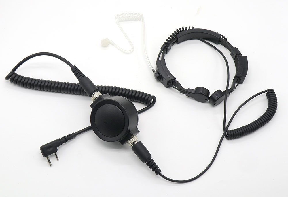 Waterproof PTT Heavy Duty Tactical Throat Mic Headset - Compatible with Kenwood & TYT Two Way Radios - Ideal for Walkie Talkie, Sports, Wargames & Security Operations