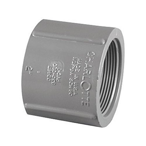 Charlotte Pipe Schedule 80 2 Inch FPT x 2 Inch Dia. FPT PVC Coupling - Heavy Duty PVC Pipe Fitting for Plumbing, Irrigation & Industrial Applications