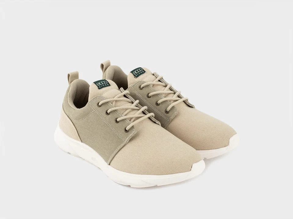 Eco-Friendly Vegan Hemp Sneakers for Men - Beige & Green | Comfortable Sustainable Shoes for Casual Wear & Outdoor Activities