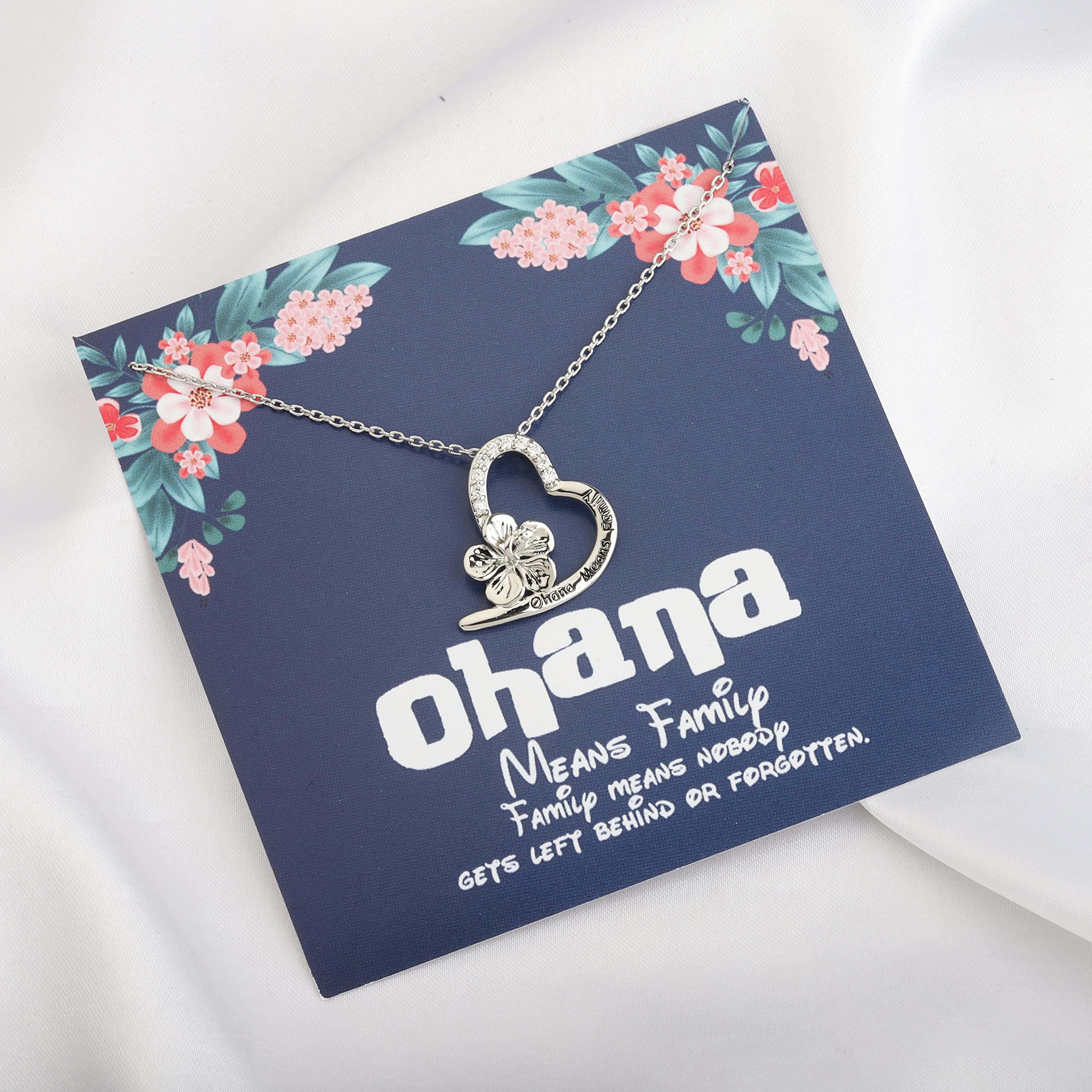 FOTAP Ohana Family Hawaiian Flower Necklace - Tropical Floral Jewelry Gift for Women, Best Friend, Reunion & Vacation - Perfect for Luau Parties, Beach Weddings & Hawaiian Themed Events