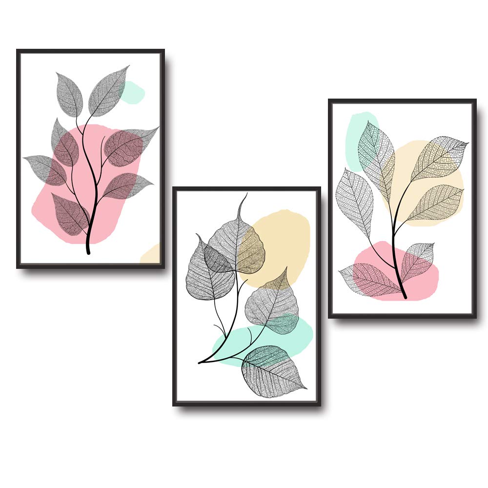 Wall26 3-Panel Framed Canvas Wall Art - 24x36 Inch Leaf Theme Prints for Living Room & Bedroom Decor - Ready to Hang Nature-Inspired Home Decoration (Perfect for Modern Spaces & Office Wall Decor)
