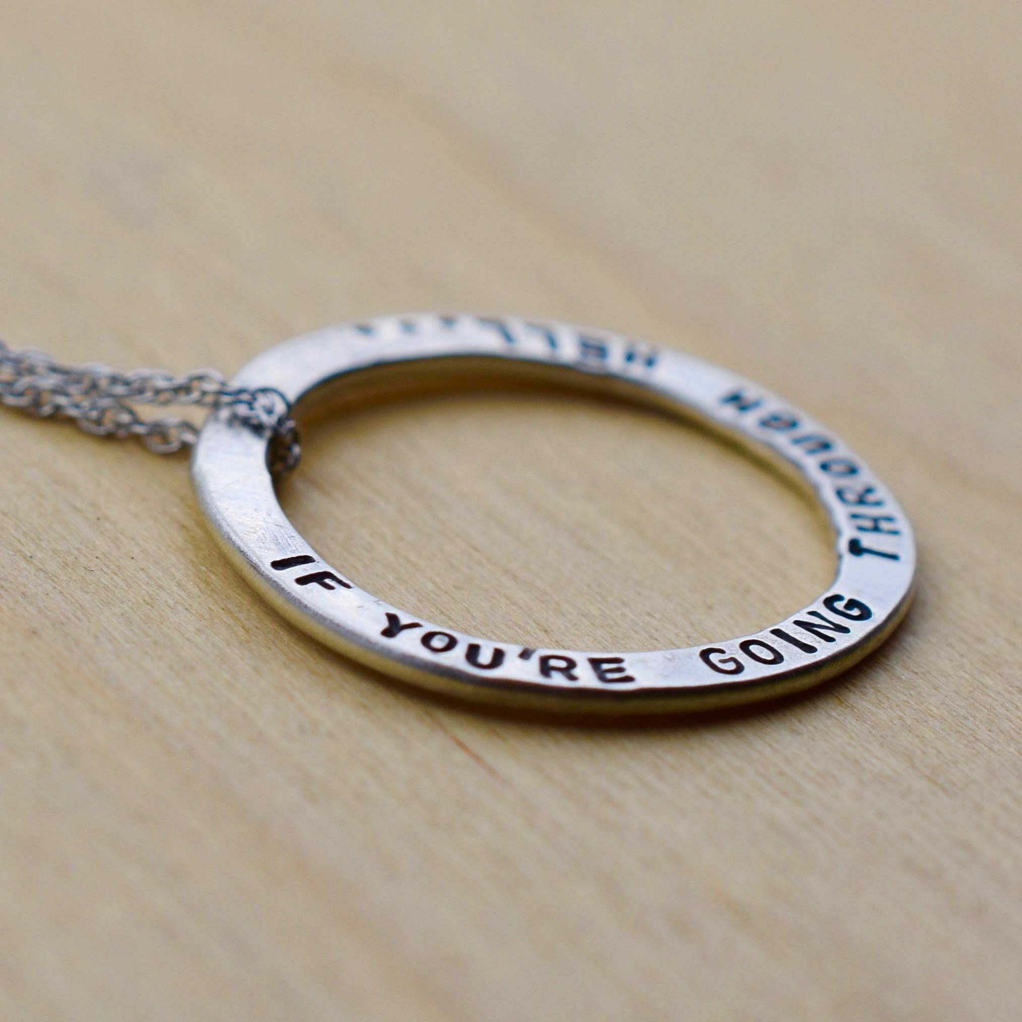 If You're Going Through Hell Keep Going Necklace - Inspirational Motivational Jewelry for Women, Strength & Courage Gift - Perfect for Daily Wear, Gifts & Special Occasions