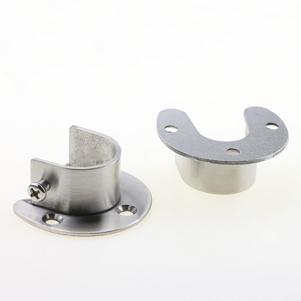 4 Pack Heavy Duty Stainless Steel Closet Rod Brackets - 1 Inch U-Shaped Wardrobe Hanger Supports with Screws for Closet Organization (Silver) - Perfect for Bedroom, Walk-in Closet, Laundry Room & Storage Spaces