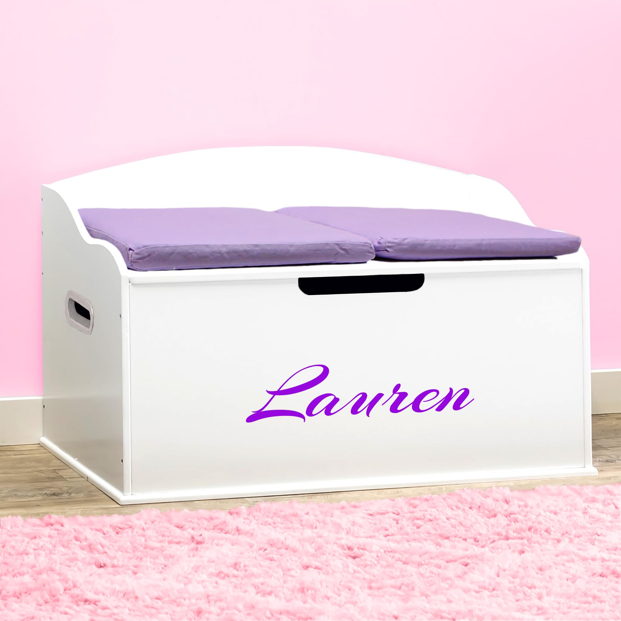 DIBSIES Personalized Creative Wonders Toy Box - Signature Series for Girls in White | Perfect for Kids' Room Storage & Organization