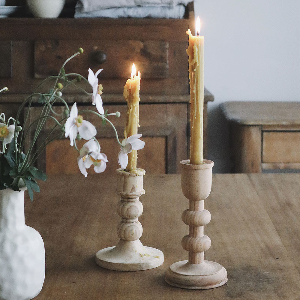 Aglow Wooden Candlesticks - Handcrafted Natural Wood Candle Holders for Wedding, Home Decor & Romantic Dinner Ambiance