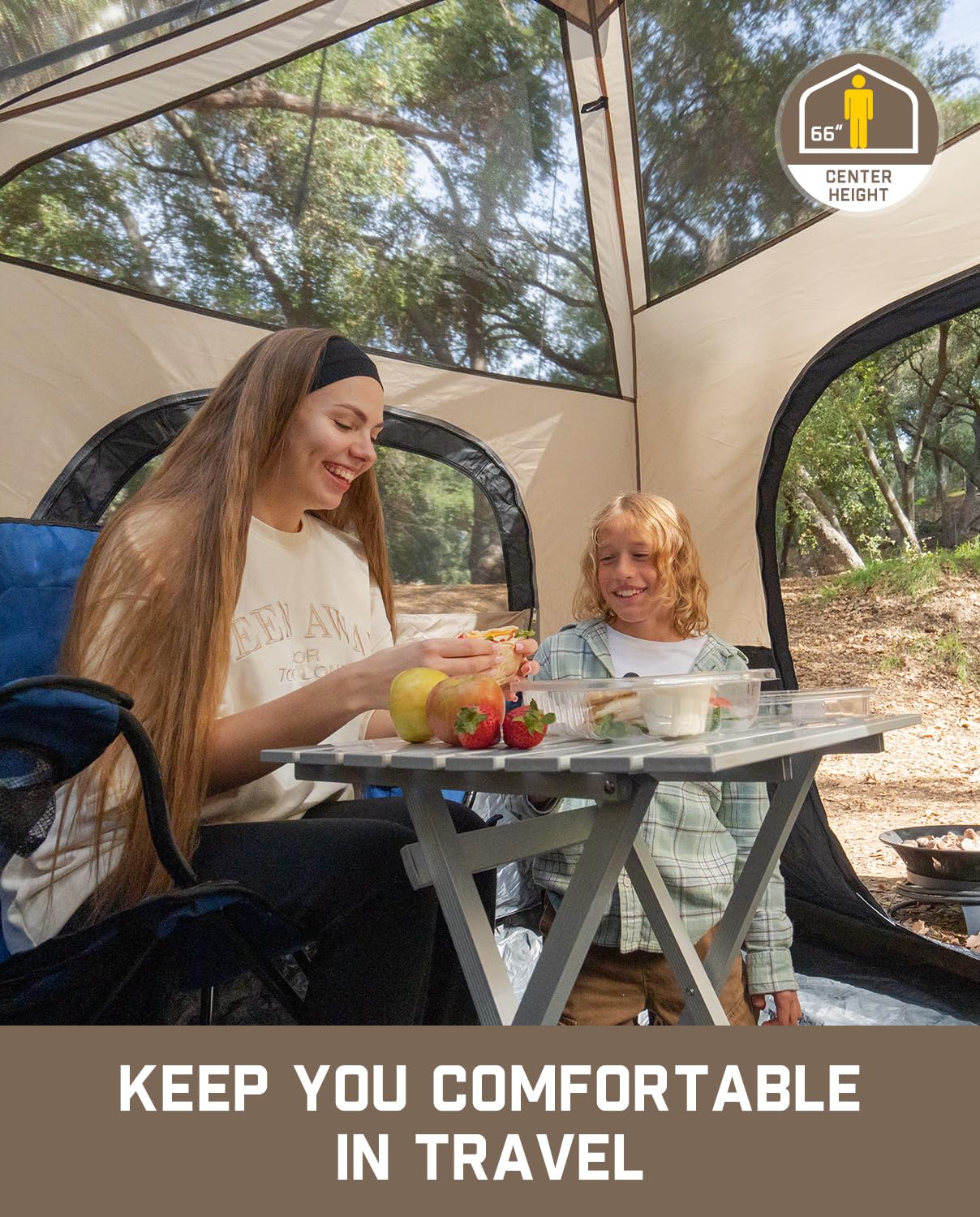 Fanttik Instant Cabin Tent for 4/6/8/10 Person - 60 Second Setup, Waterproof Rainfly & Windproof Design - Portable Camping Tent with Carry Bag for Family Camping, Hiking, Backpacking & Outdoor Adventures