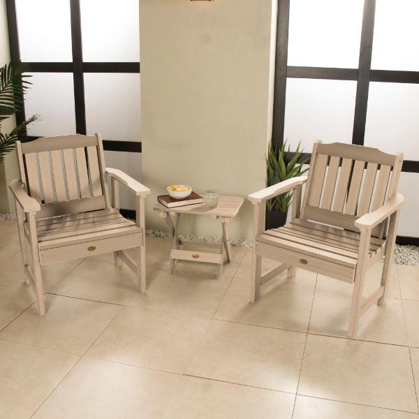 Adirondack 2 Lehigh Folding Garden Chairs with Side Table - Outdoor Patio Furniture for Backyard, Poolside & Deck Relaxation