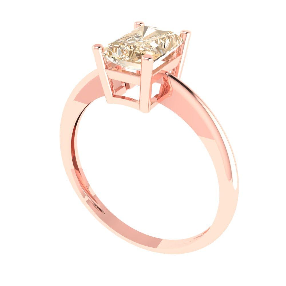 1.0 ct Natural Brown Morganite Engagement Ring - Radiant Cut Solitaire in 18K Rose Gold | Wedding, Bridal, Promise & Anniversary Jewelry Gift for Her | Perfect for Proposals, Special Occasions & Everyday Elegance