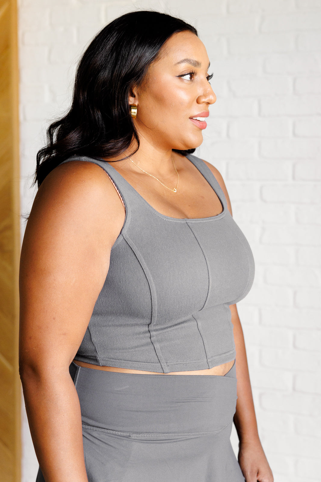 Stylish Titanium Twill Square Neck Crop Top for Women - Perfect for Casual Outings, Summer Fashion & Layering