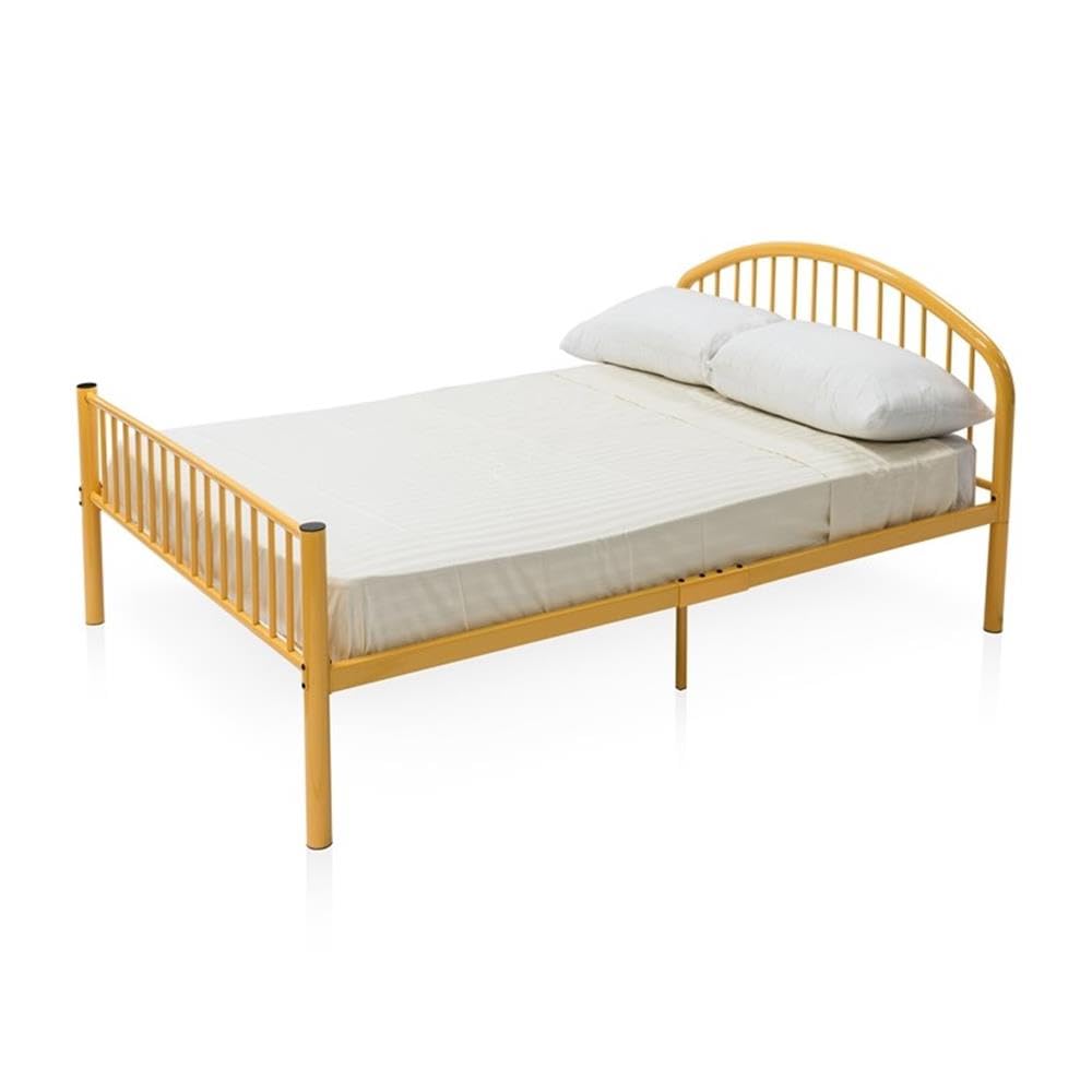 Furniture of America Capelli Contemporary Metal Slat Full Panel Bed in Orange - Modern Platform Bed Frame for Bedroom, Guest Room, or Dorm