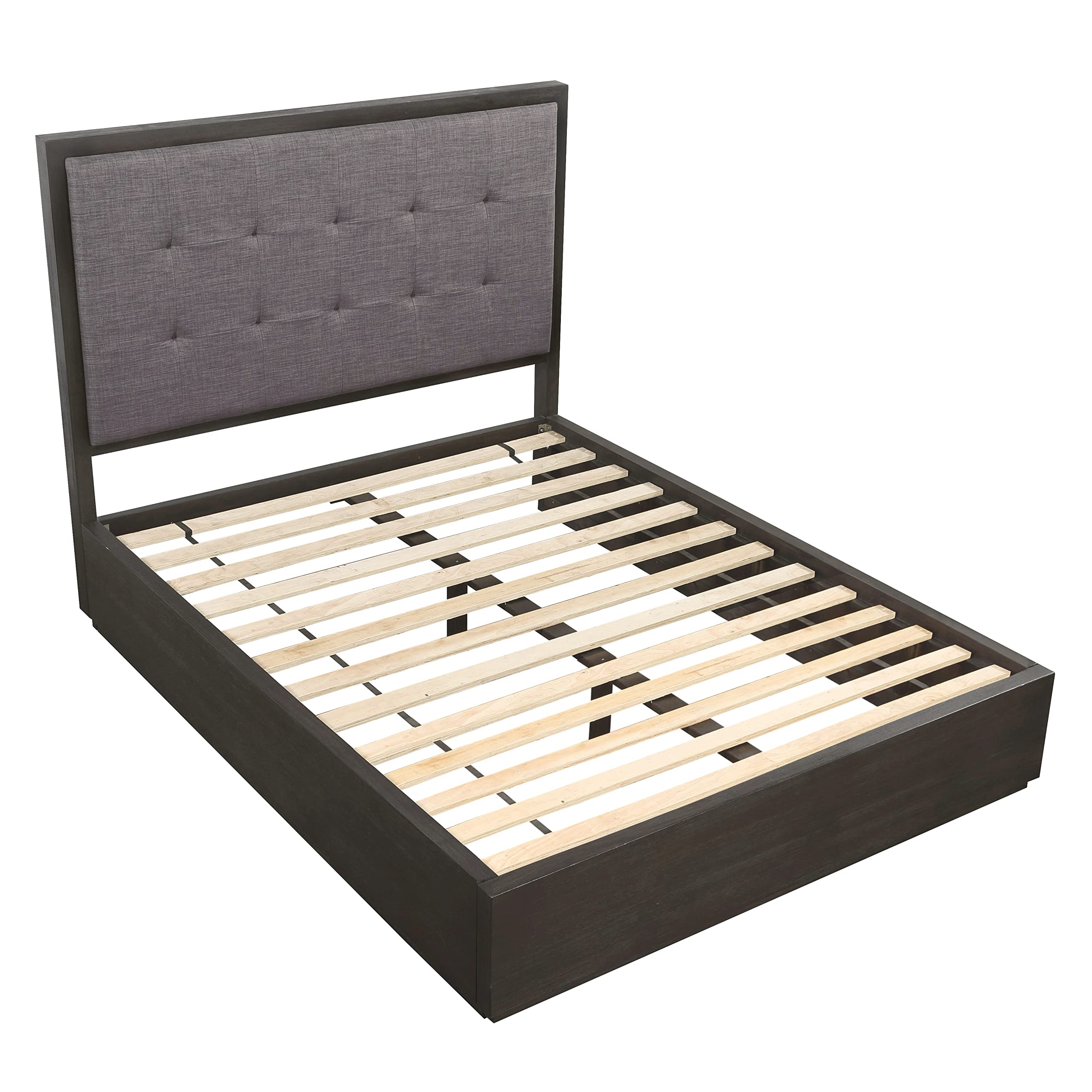 Modus Furniture Solid Wood King Size Platform Bed Frame - Oxford Dolphin Finish | Sturdy & Elegant for Modern Bedroom Decor