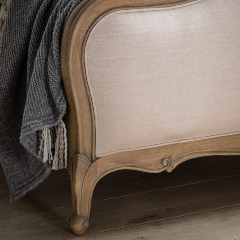 Hand Carved Solid Wooden Upholstered Bed Frame - Queen Size Luxury Bedroom Furniture for Master Bedroom & Guest Room