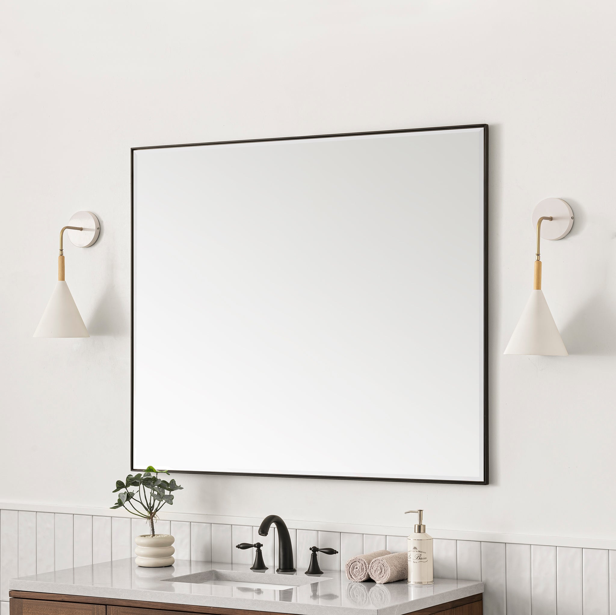 Rohe 48-Inch Wall Mirror in Matte Black - Modern Full-Length Mirror for Bedroom, Bathroom, and Entryway Decor