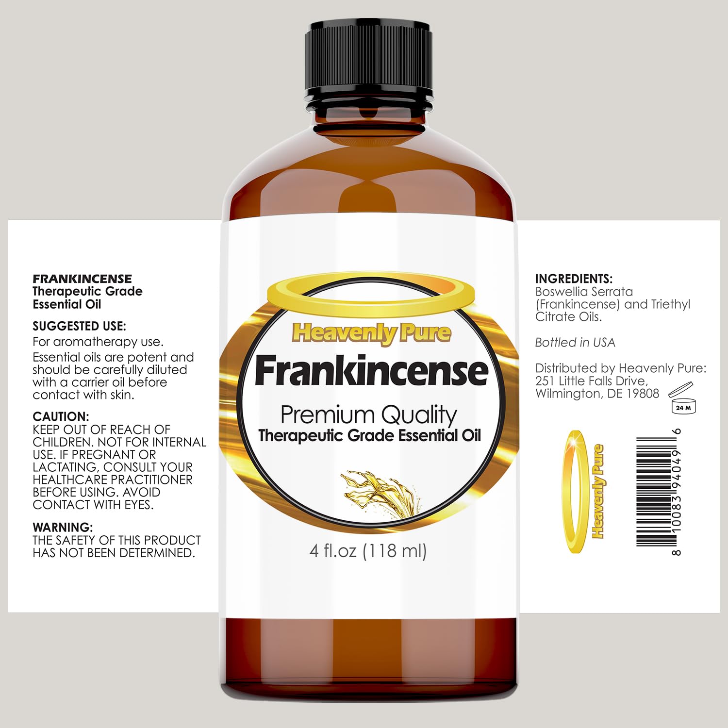 Premium Frankincense Essential Oil 4 oz - 100% Pure & Natural Therapeutic Grade Aromatherapy Oil for Relaxation, Meditation & Skin Care - Bulk Size Frankincense Oil for Diffusers, Massage & DIY Beauty Products