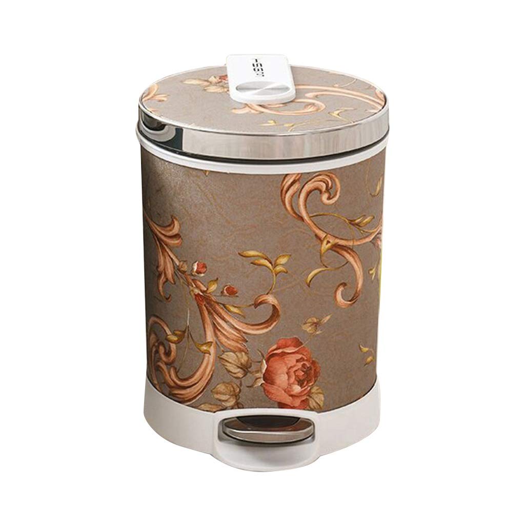 Creative Pedal Trash Can with Lid - Mute Plastic Waste Bin for Kitchen, Bathroom & Bedroom - Simple Human Style (Brown) | Ideal for Home, Office & Dorm Organization