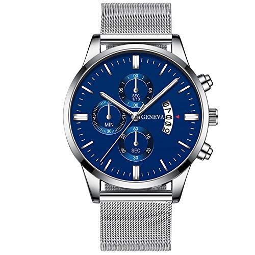 Luxury Blue Stainless Steel Men's Watch - Business Analog Quartz for Office & Formal Events