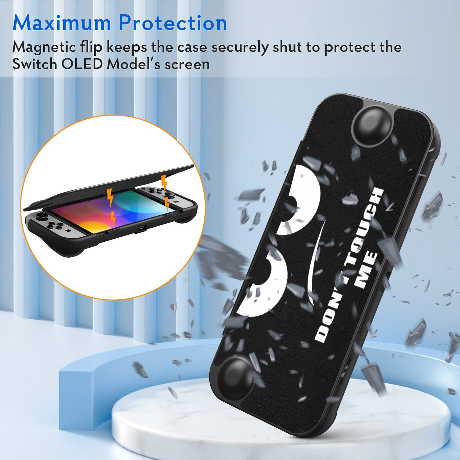 Fintie Flip Case for Nintendo Switch OLED Model 2021 - Slim Protective Soft TPU Shell with Magnetically Detachable Front Cover & Ergonomic Grip | Screen Safe Design | Perfect for Travel, Gaming at Home, and On-the-Go Protection