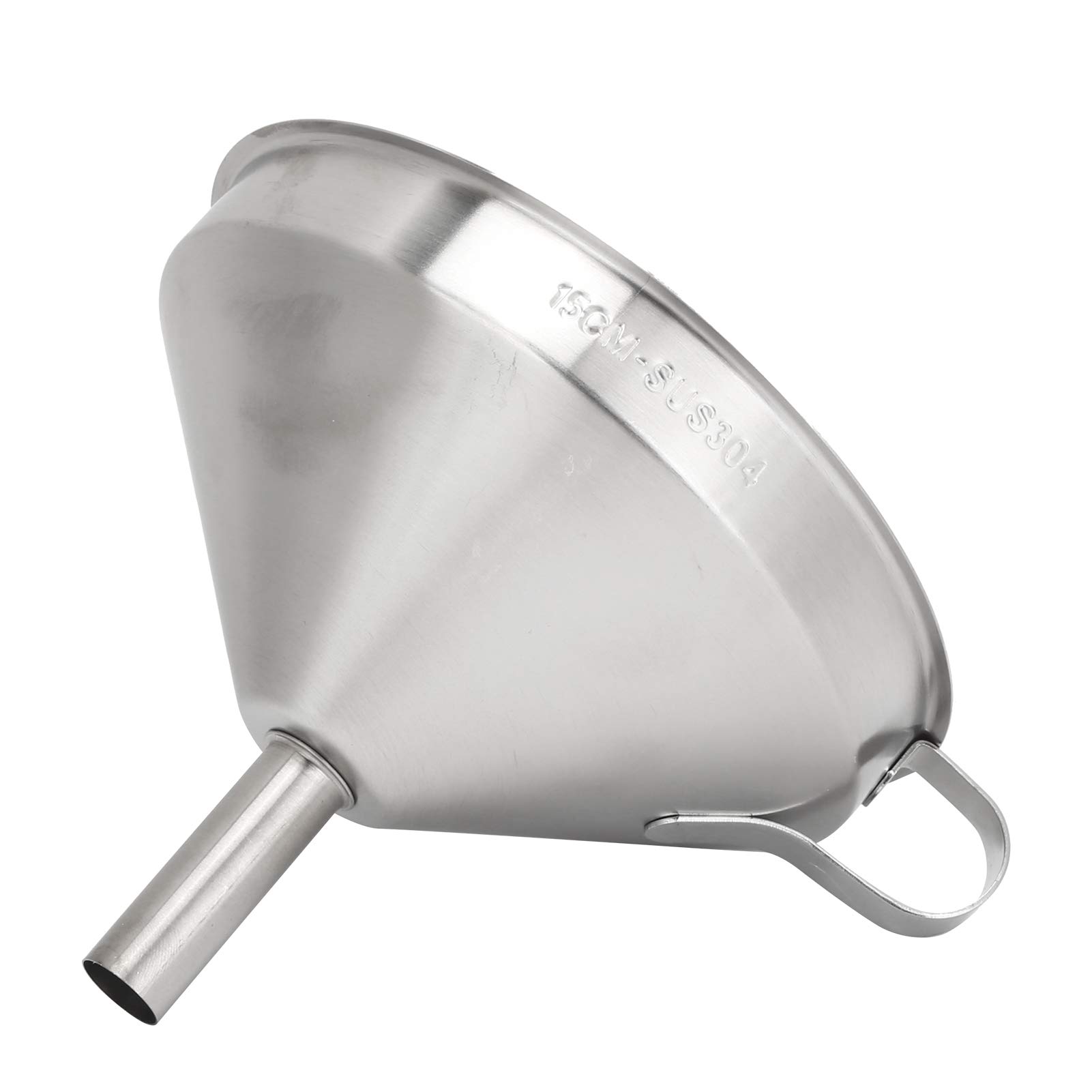 Stainless Steel Kitchen Funnel 1.5cm Pipe Mouth - Oil, Vinegar & Wine Pouring Funnel - 304 Food Grade (15cm) - Perfect for Cooking, Baking & Home Brewing