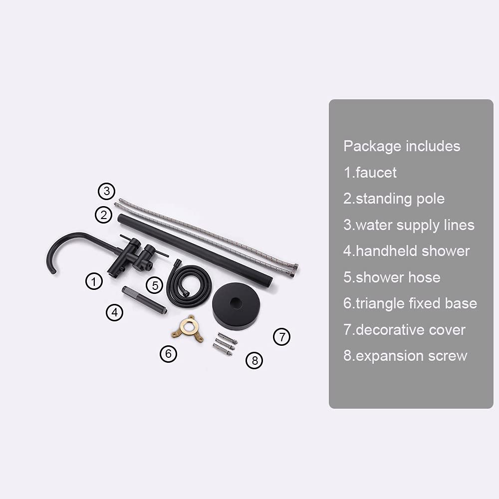 Matte Black Bathtub Faucet with Handheld Shower Mixer - Floor Mount Tub Filler & Shower Faucet for Modern Bathrooms | Perfect for Spa-Like Relaxation & Convenient Bathing