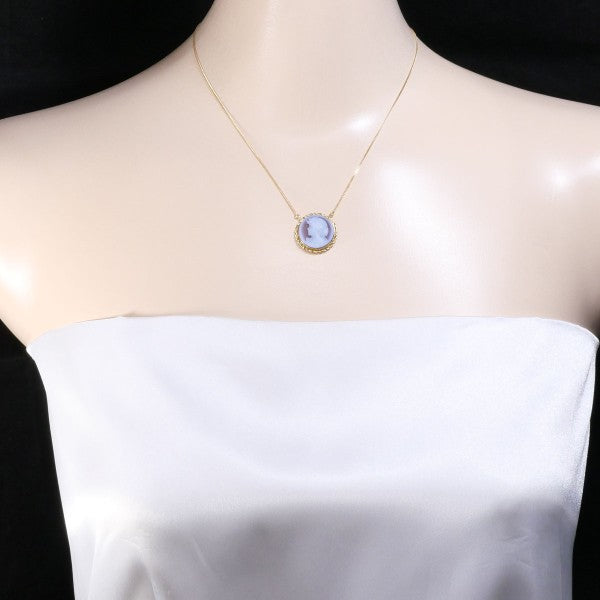 18K Yellow Gold Stone Cameo Necklace - Vintage Elegant Pendant Jewelry for Women - Perfect Gift for Birthday, Anniversary & Special Occasions