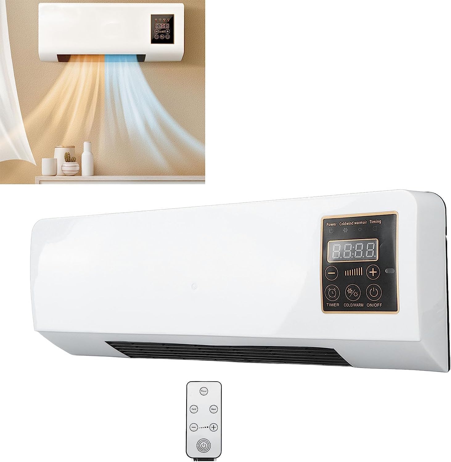 2000W Portable Wall Mounted AC & Heater Combo - Mini Air Conditioner with Remote Control for Cooling and Heating - Perfect for Bedroom, Office & Small Apartments | Energy Efficient & Space Saving Solution