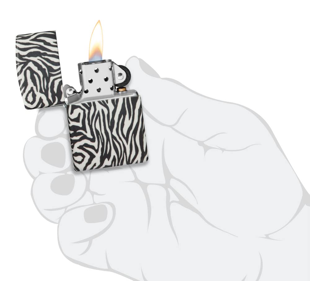 Zippo 540 Color Zebra Print Windproof Pocket Lighter - Perfect for Camping, Hiking, Outdoor Adventures & Everyday Carry (EDC)