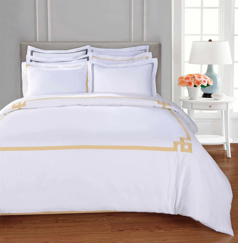Premium Miller Cotton Embroidered 3-Piece Duvet Cover Set - Soft & Breathable Bedding for Master Bedroom, Guest Room & Dorm Decor
