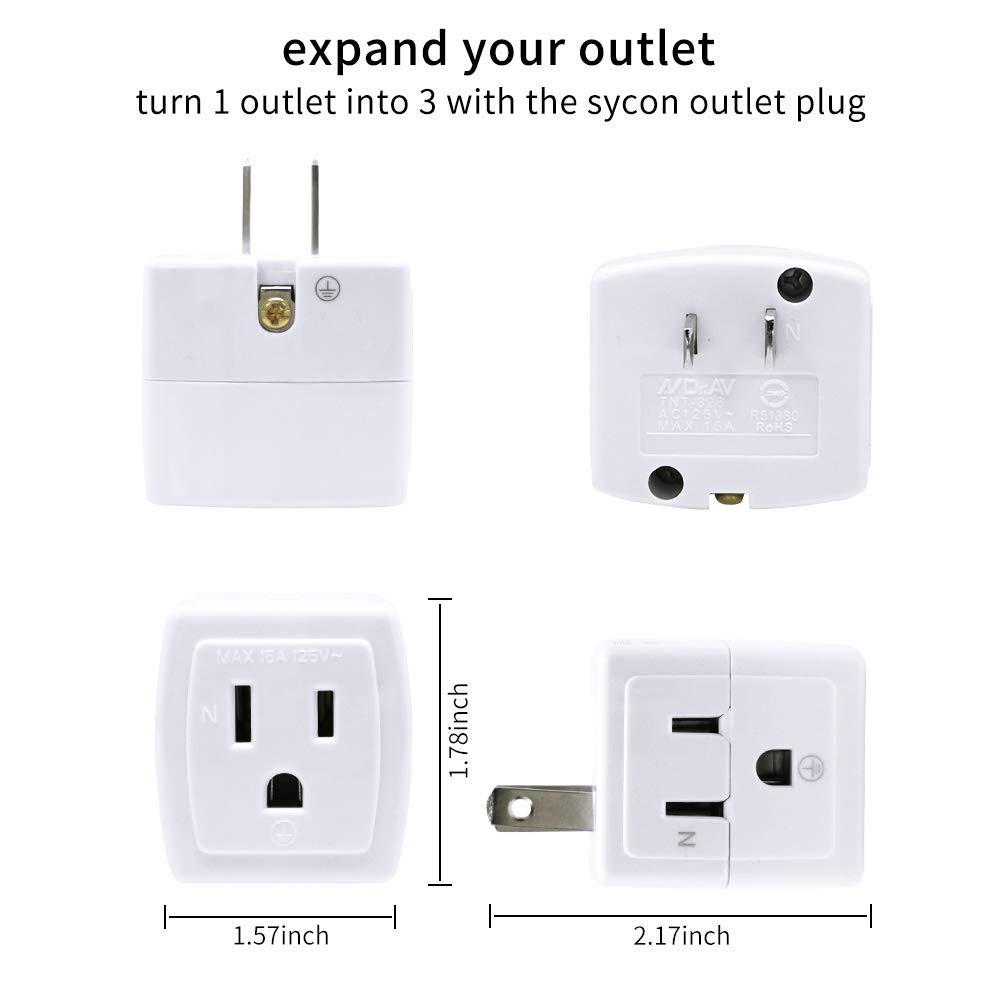 3-Way Wall Outlet Extender with Surge Protection - AC Power Adapter & Multi Plug Extension for Home, Office, Travel - Perfect for Charging Phones, Laptops & Small Appliances