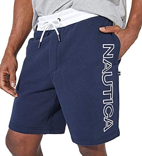 Nautica Men's Big & Tall Fleece Knit Logo Shorts - Comfortable Casual Lounge Shorts for Tall Men | Perfect for Home, Gym, and Outdoor Activities