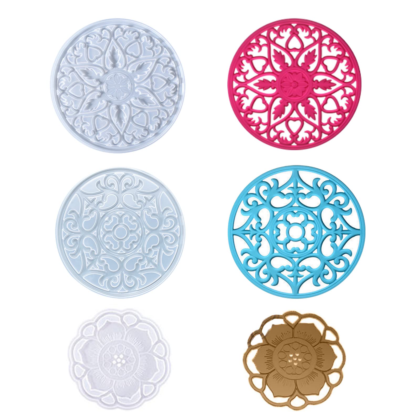 3PCS Large Silicone Mandala Resin Coaster Molds for DIY Epoxy Geode Casting - Perfect for Making Unique Cup Coasters, Wind Chimes & Home Decor Gifts