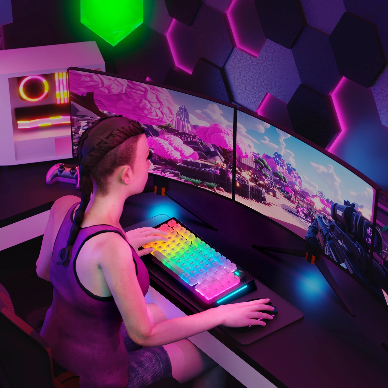 Polychroma V2 RGB Backlit Keycaps for Mechanical Keyboards - Customizable LED Gaming Keycaps for PC, Mac, Laptop (Perfect for Gaming, Typing & Night Use)