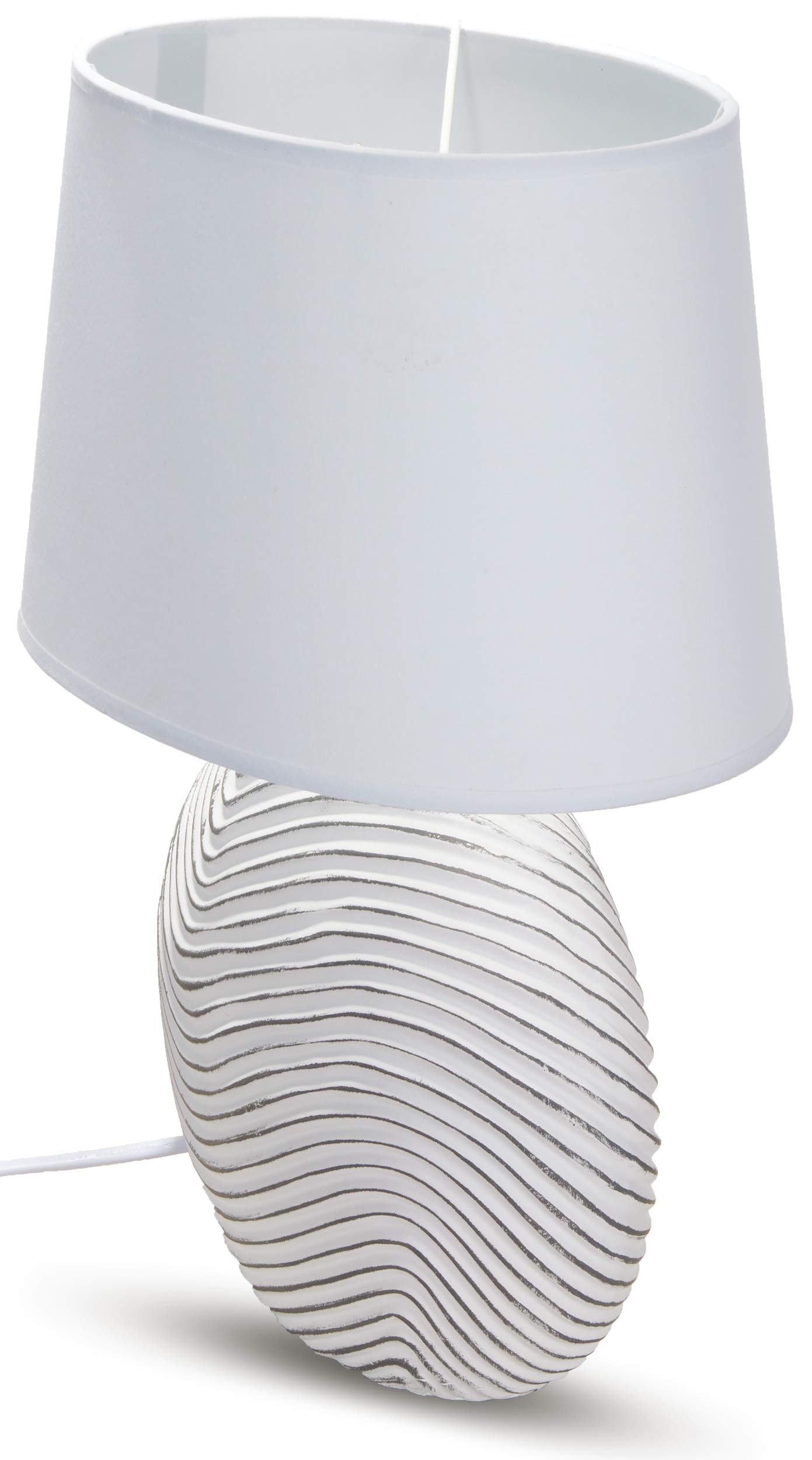 BRUBAKER 2-Pack White Ceramic Table Lamps with Two-Tone Matte Finish - 15 Inch Height - Perfect for Bedroom Nightstand, Living Room End Table, or Office Desk Lighting