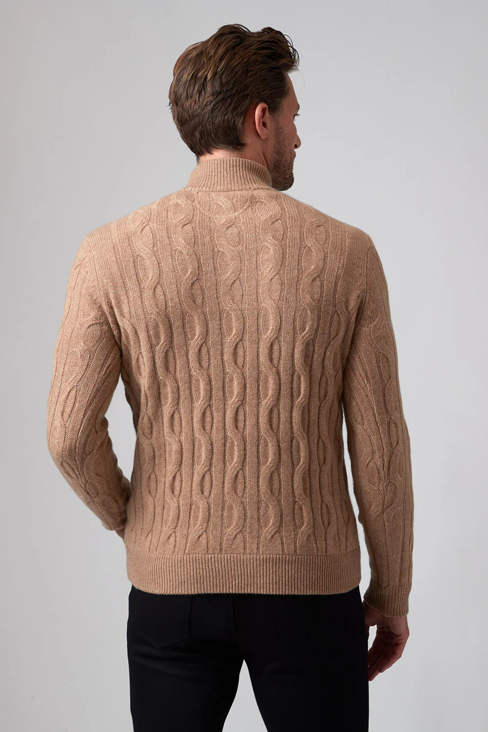 Luxury Cashmere Button Mock Neck Cable Knit Sweater for Women - Soft & Warm Winter Pullover - Perfect for Office, Date Night & Holiday Outfits