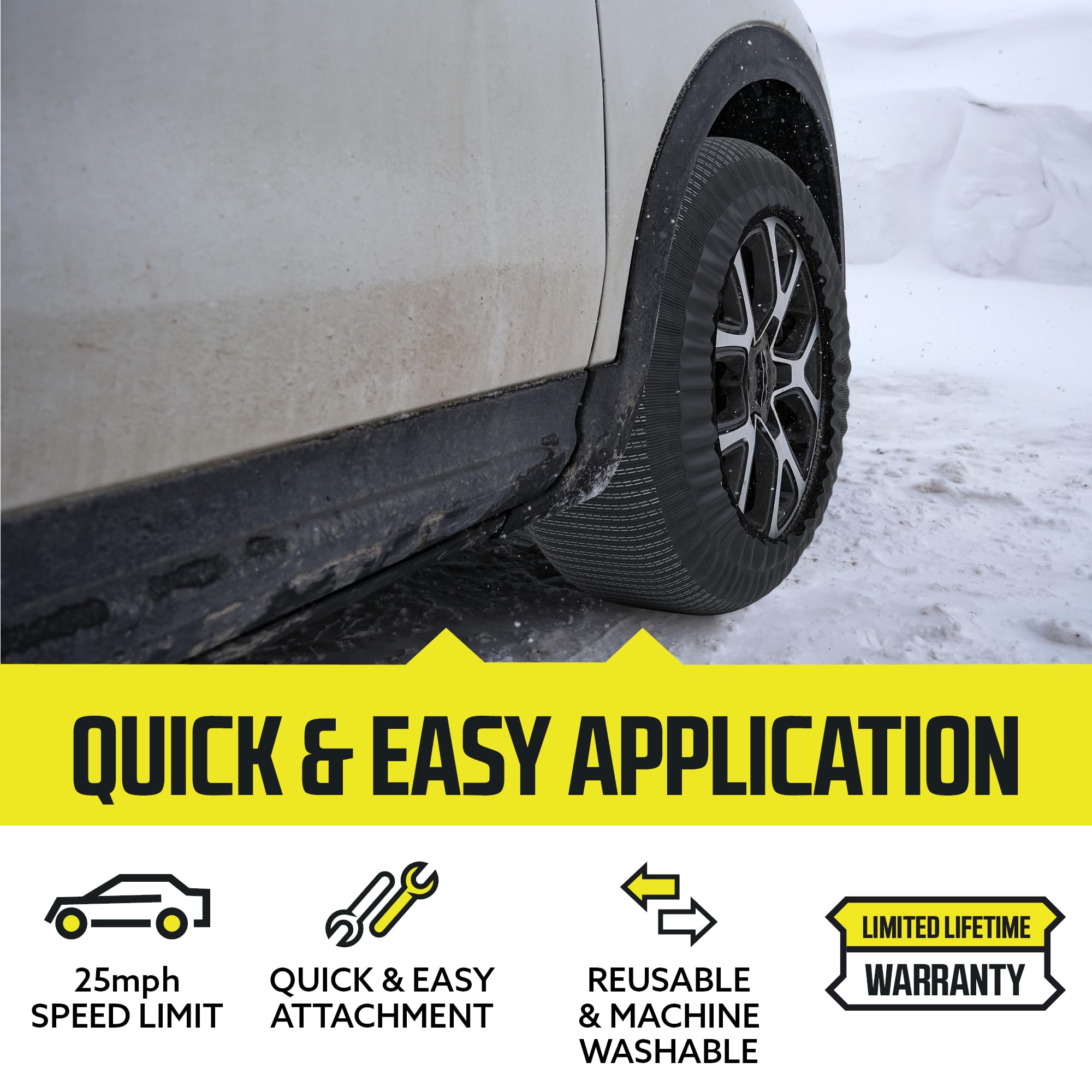 Snow Socks for Tires - Heavy Duty 3D Fabric Snow Traction Socks for Cars, SUVs, Trucks & Sedans | Alternative to Tire Chains | Fits Subaru, Minivans & Pickups (Set of 2, XL) | Perfect for Winter Driving, Mountain Roads & Emergency Snow Conditions